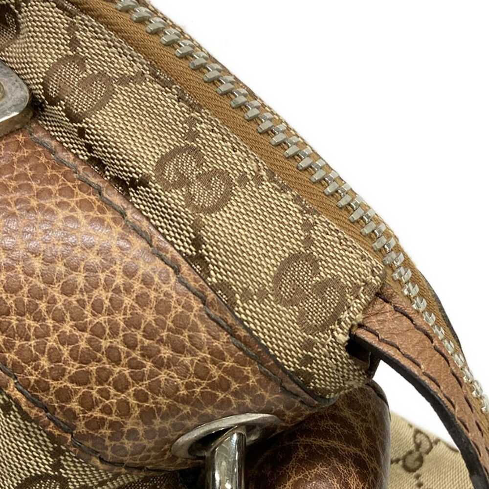 Gucci GG/Bamboo Handbag 232927 Dark Brown Beige Jacquard Leather - Picture 12 of 15